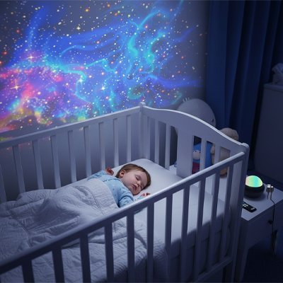 Veilleuse projection lumineuse avec bébé endormi